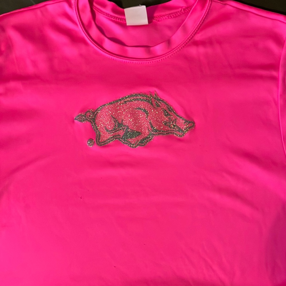 Sport-tek girls large hot pink Razorback athletic t-shirt